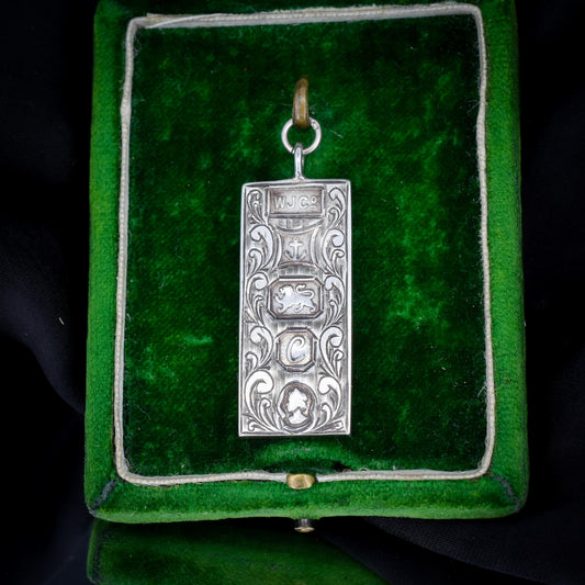 Vintage Sterling Silver Engraved Bar Ingot Pendant | Birmingham 1977