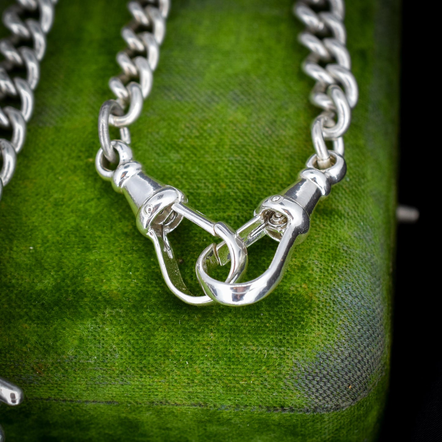 Antique 105g Heavy Albert Watch Chain Necklace with T-Bar and Dog Clips | 25"