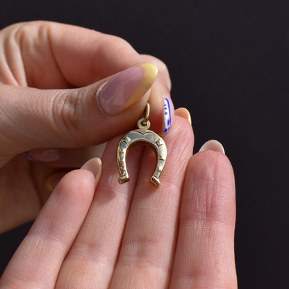 Vintage Unoaerre 9ct Gold Lucky Horseshoe Charm Pendant