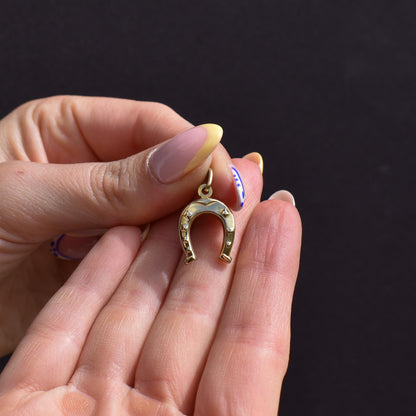 Vintage Unoaerre 9ct Gold Lucky Horseshoe Charm Pendant