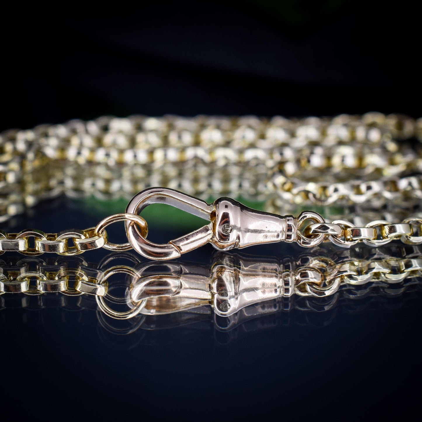 Antique 9ct Yellow Gold Oval Link Chain Necklace with Dog Clip | 20.75"