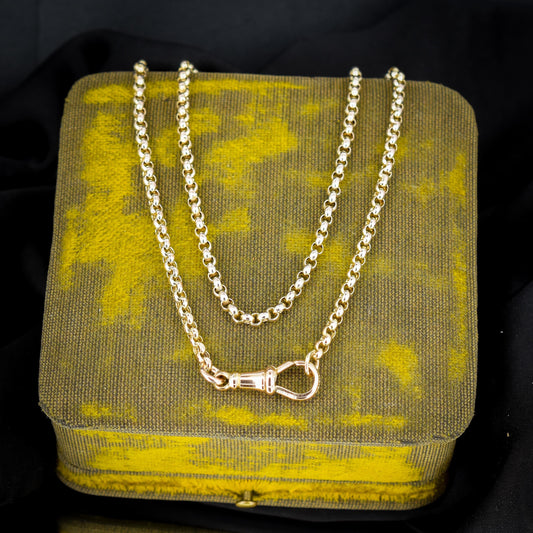 Antique Victorian 9ct Gold Faceted Belcher Link Chain Necklace with Dog Clip | 19.5"