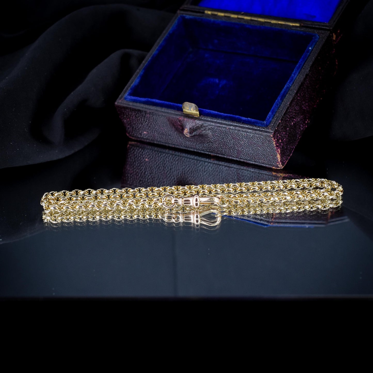 Antique 9ct Yellow Gold Fancy Link Chain Necklace with Dog Clip | 20.75"