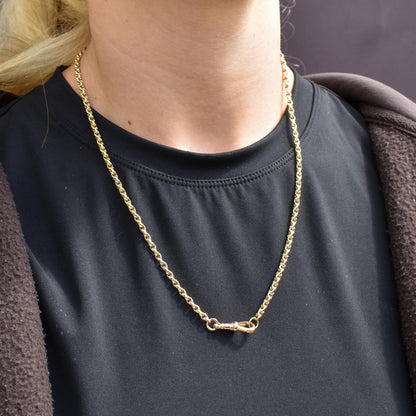 Antique 9ct Yellow Gold Fancy Link Chain Necklace with Dog Clip | 20.75"
