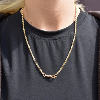 Antique 9ct Yellow Gold Fancy Link Chain Necklace with Dog Clip | 20.75"