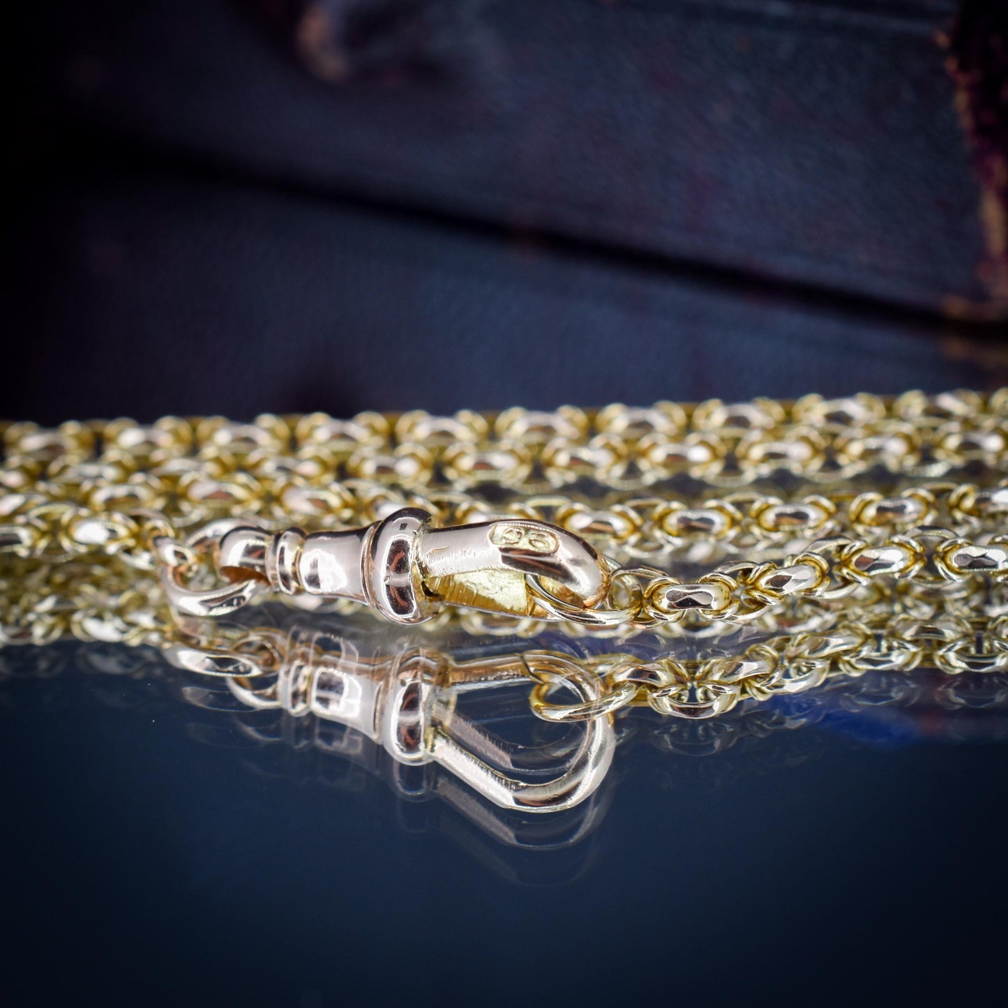 Antique 9ct Yellow Gold Fancy Link Chain Necklace with Dog Clip | 20.75"