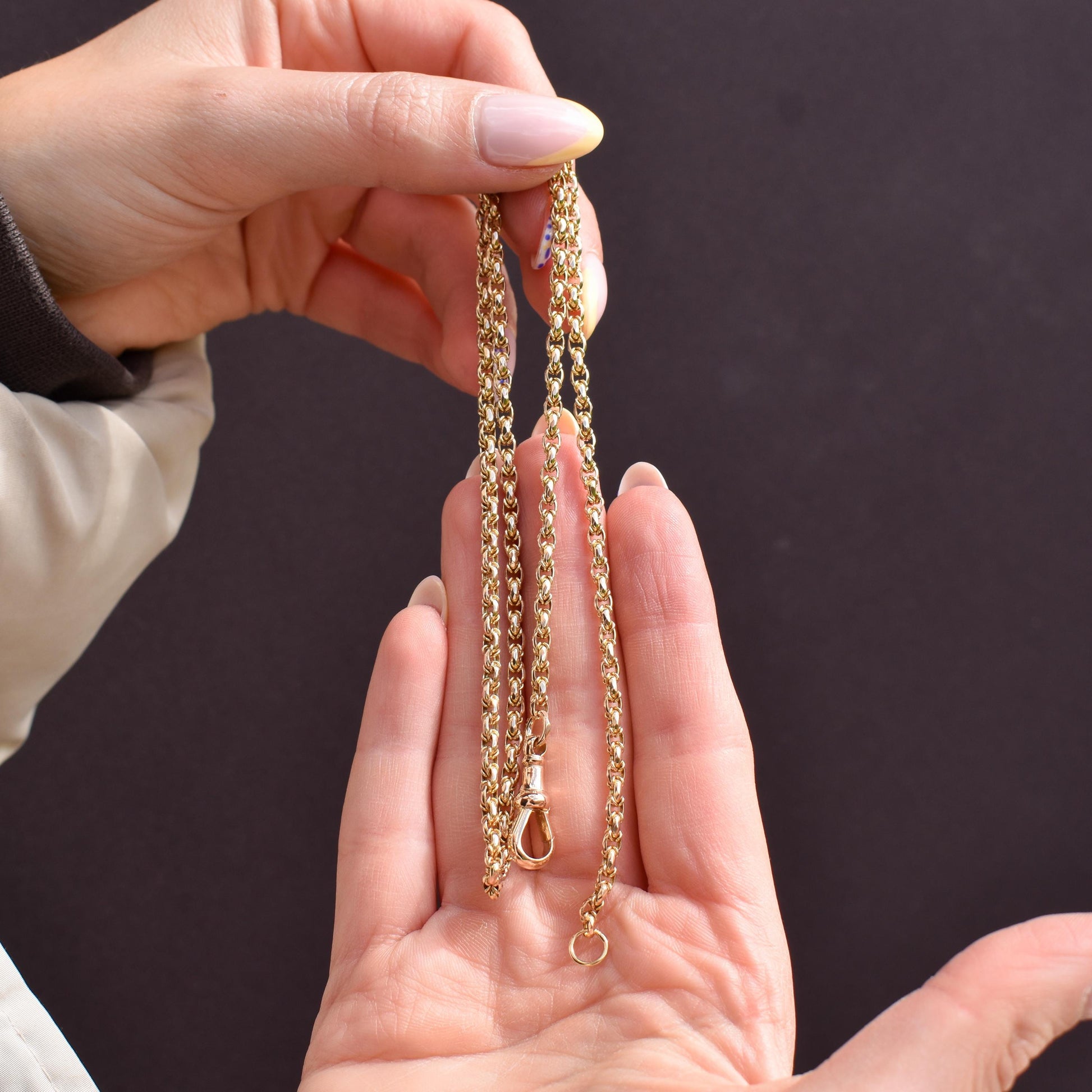 Antique 9ct Yellow Gold Fancy Link Chain Necklace with Dog Clip | 20.75"