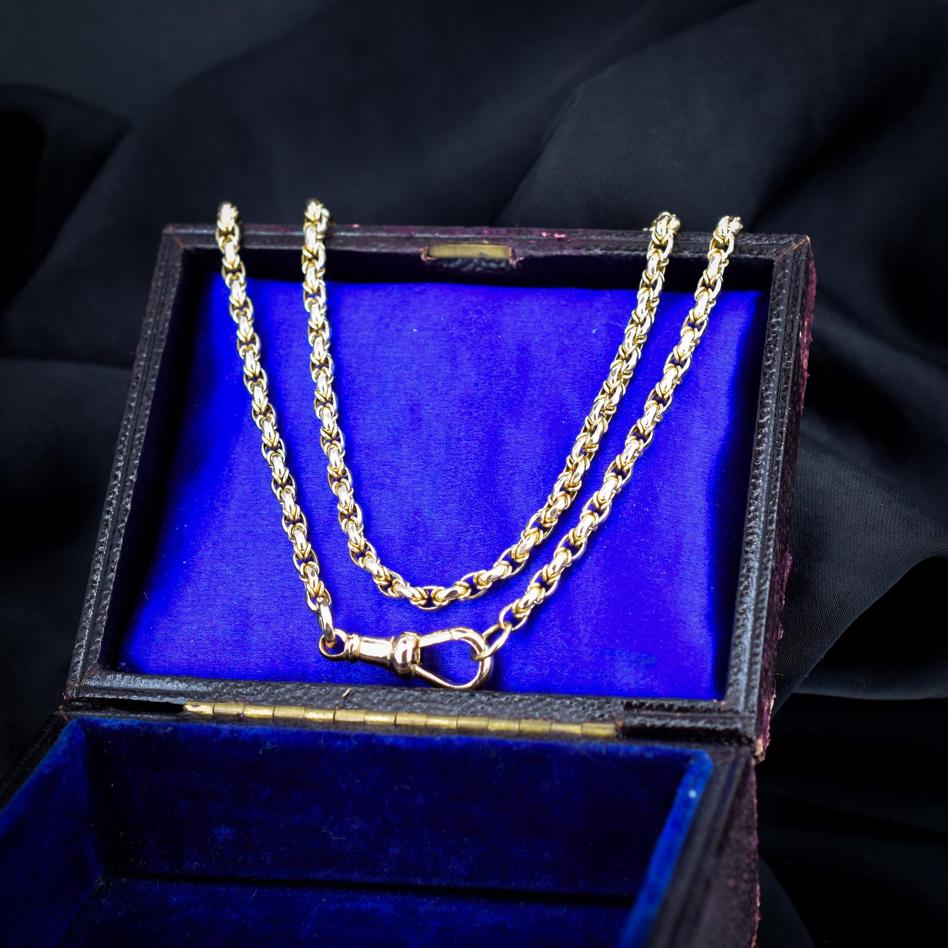 Antique 9ct Yellow Gold Fancy Link Chain Necklace with Dog Clip | 20.75"