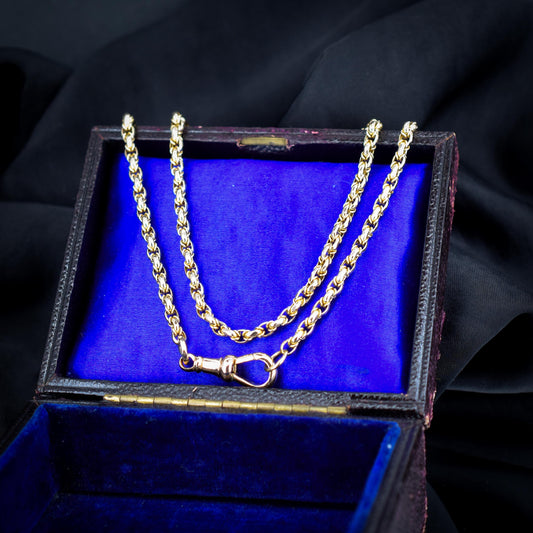 Antique 9ct Yellow Gold Fancy Link Chain Necklace with Dog Clip | 20.75"