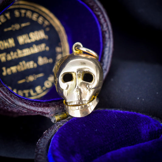 Vintage 9ct Yellow Gold Opening Skull Charm Pendant