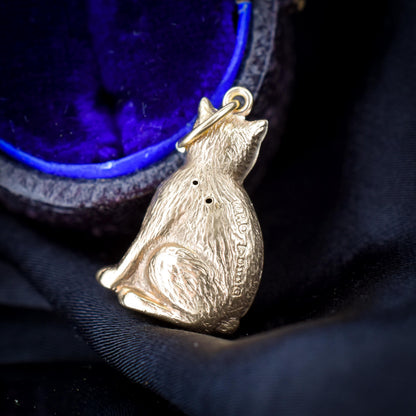 Vintage 9ct Gold Cat Feline Charm | Chester 1957