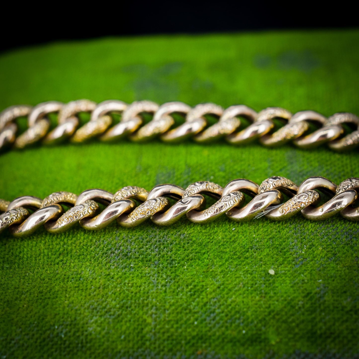 Antique Engraved Heart Padlock Fancy Curb 9ct Gold Bracelet