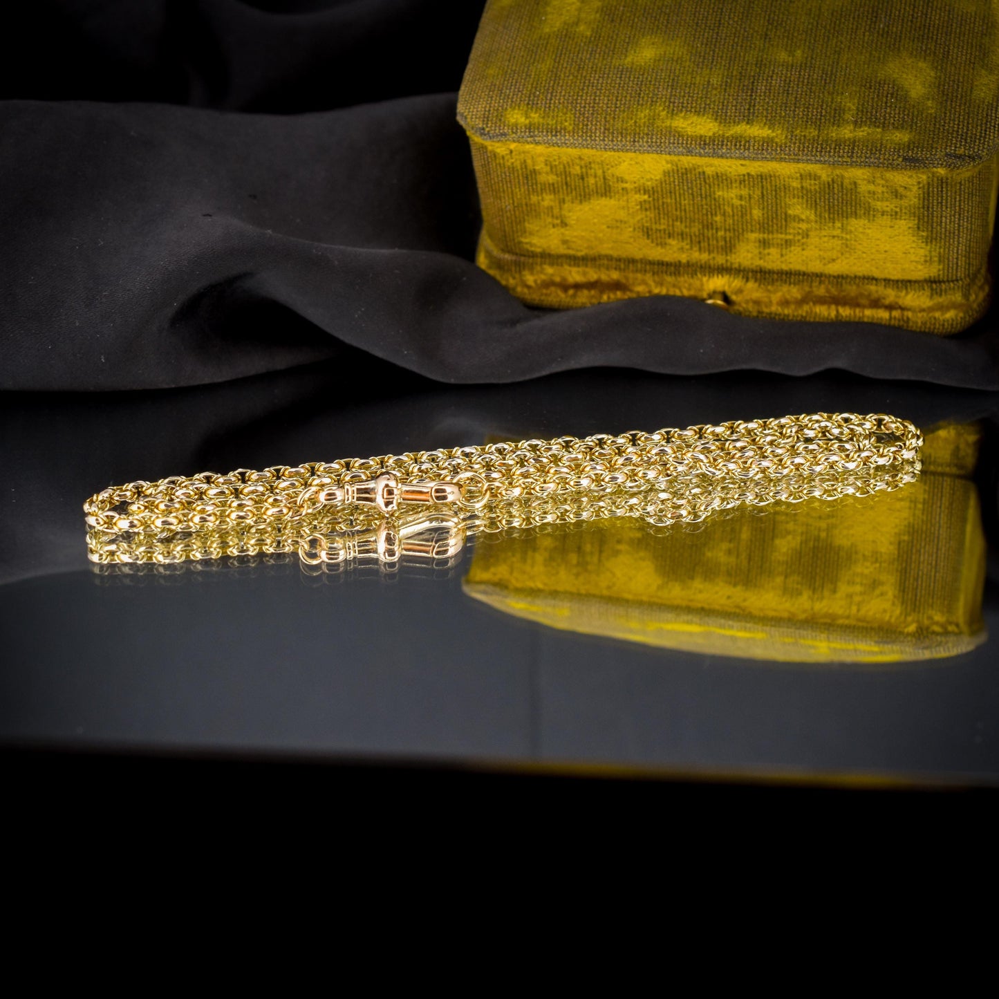 Antique 9ct Yellow Gold Fancy Link Chain Necklace with Dog Clip | 20.5"