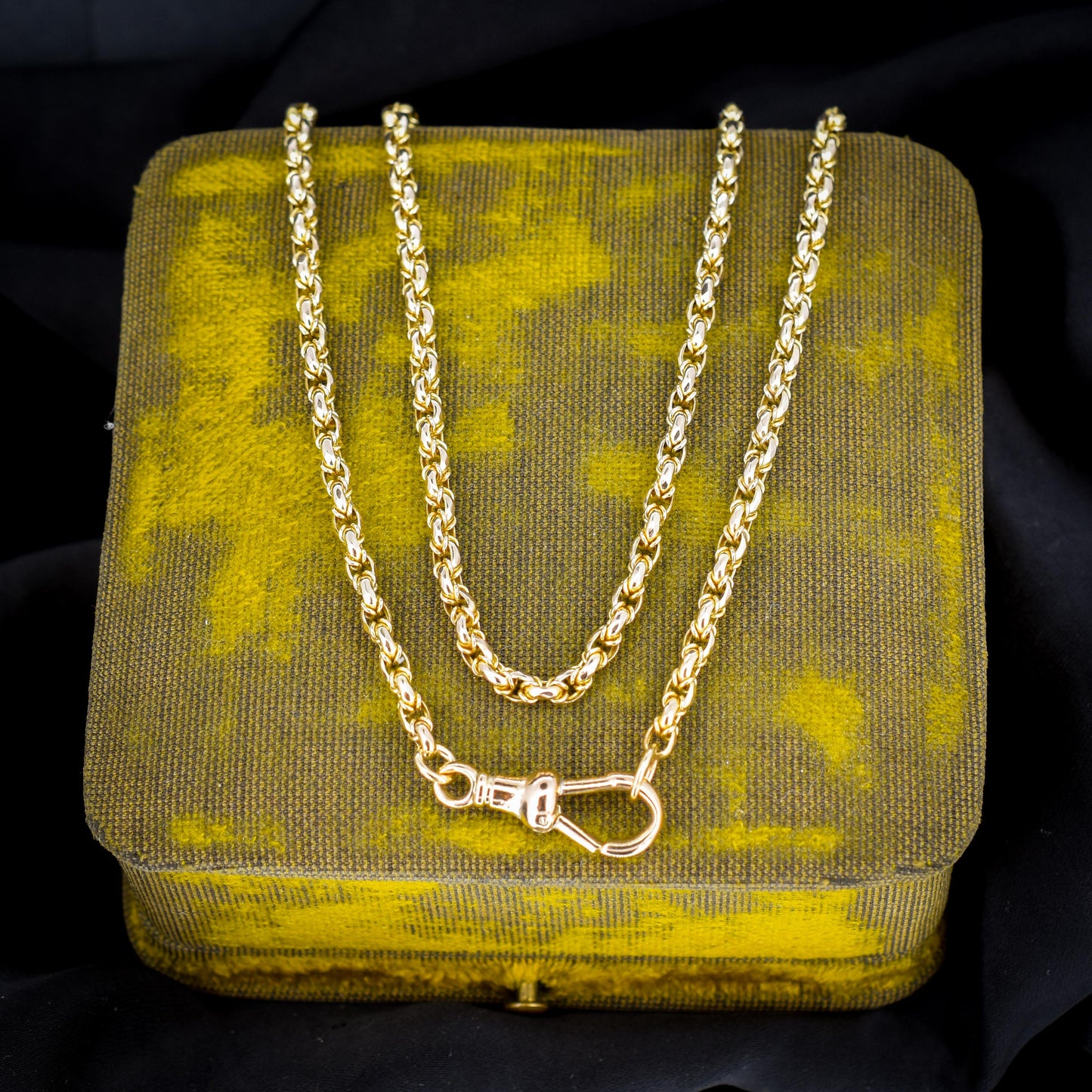 Antique 9ct Yellow Gold Fancy Link Chain Necklace with Dog Clip | 20.5"