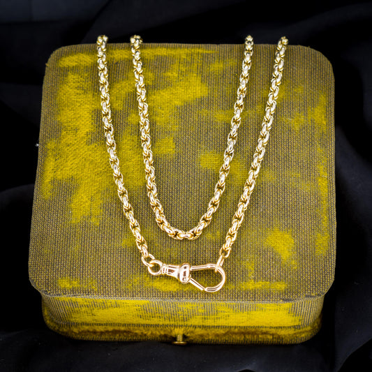 Antique 9ct Yellow Gold Fancy Link Chain Necklace with Dog Clip | 20.5"