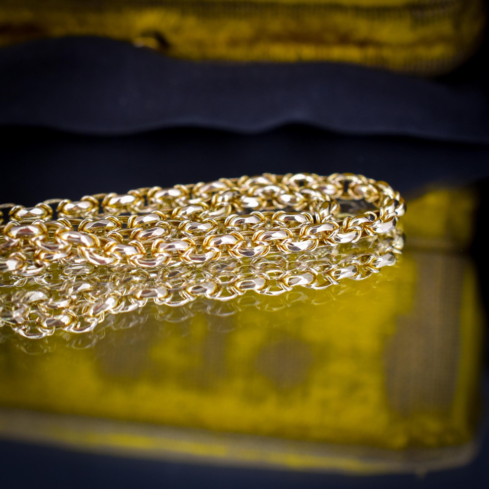 Antique 9ct Yellow Gold Fancy Link Chain Necklace with Dog Clip | 20.5"