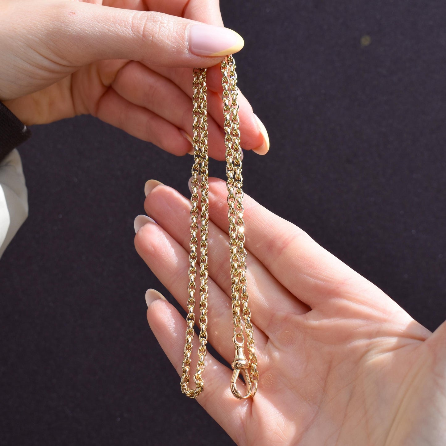 Antique 9ct Yellow Gold Fancy Link Chain Necklace with Dog Clip | 20.5"