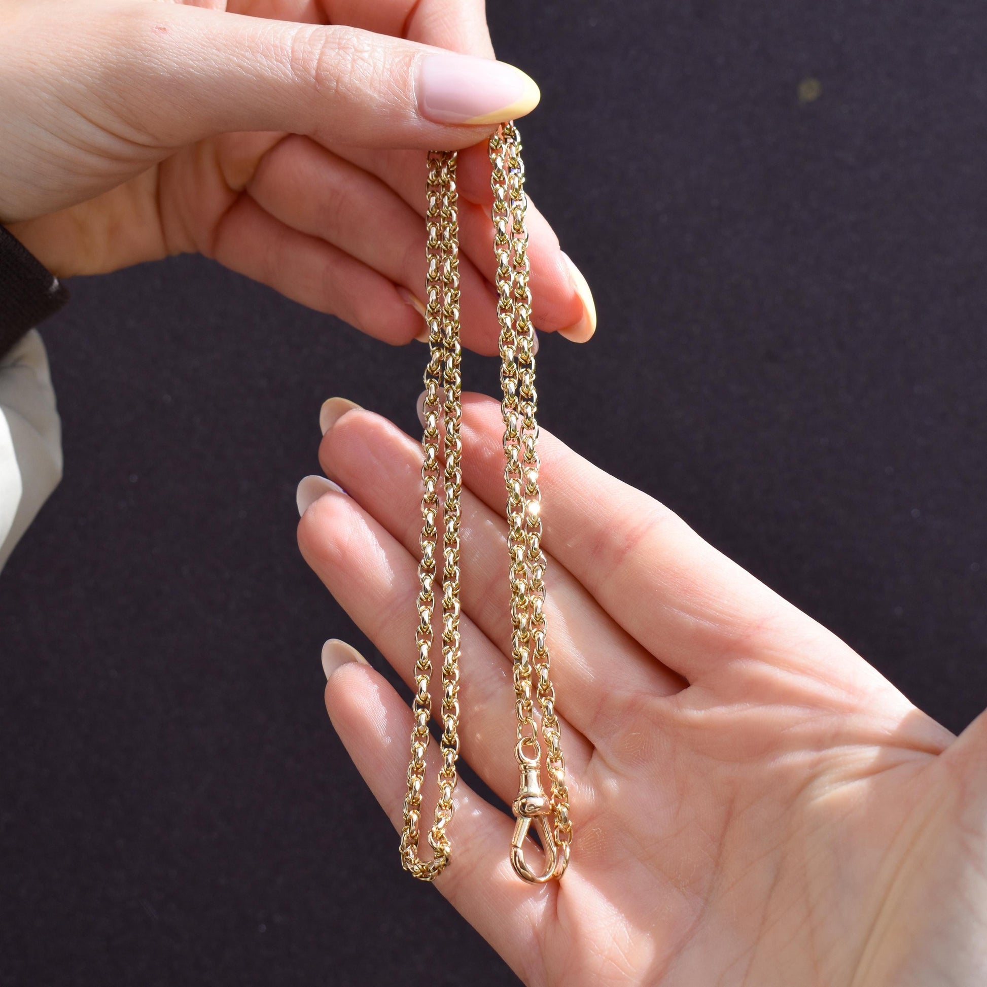 Antique 9ct Yellow Gold Fancy Link Chain Necklace with Dog Clip | 20.5"