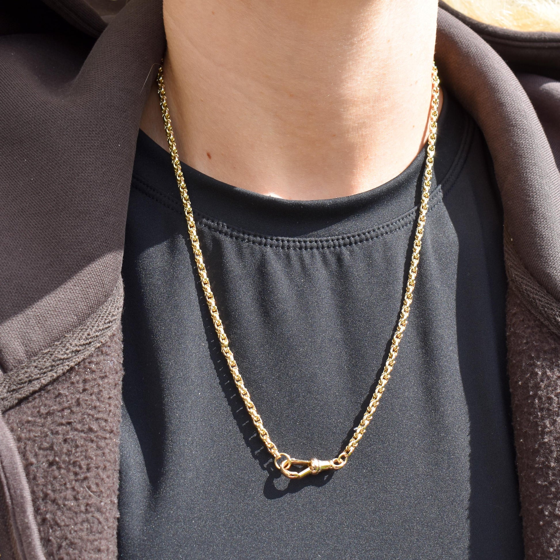 Antique 9ct Yellow Gold Fancy Link Chain Necklace with Dog Clip | 20.5"