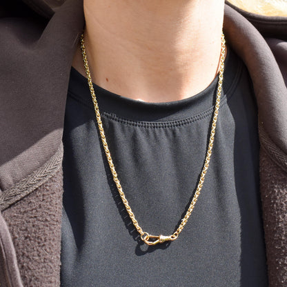 Antique 9ct Yellow Gold Fancy Link Chain Necklace with Dog Clip | 20.5"