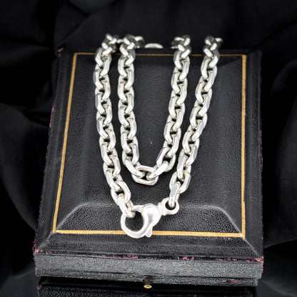 Vintage 89g Chunky Sterling Silver Flat Edge Link Biker Chain Necklace – 21"