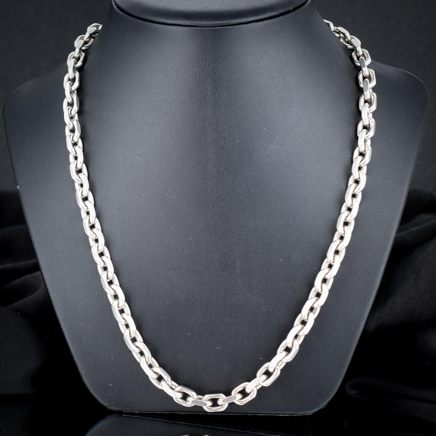 Vintage 89g Chunky Sterling Silver Flat Edge Link Biker Chain Necklace – 21"