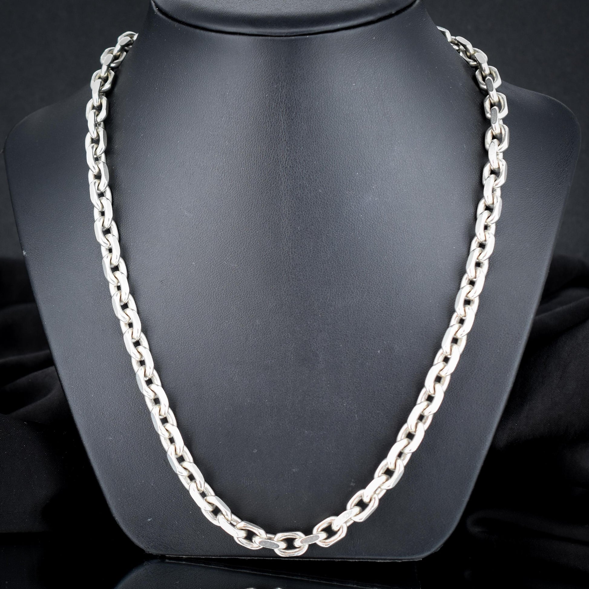 Vintage 89g Chunky Sterling Silver Flat Edge Link Biker Chain Necklace – 21"