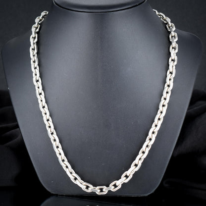Vintage 89g Chunky Sterling Silver Flat Edge Link Biker Chain Necklace – 21"