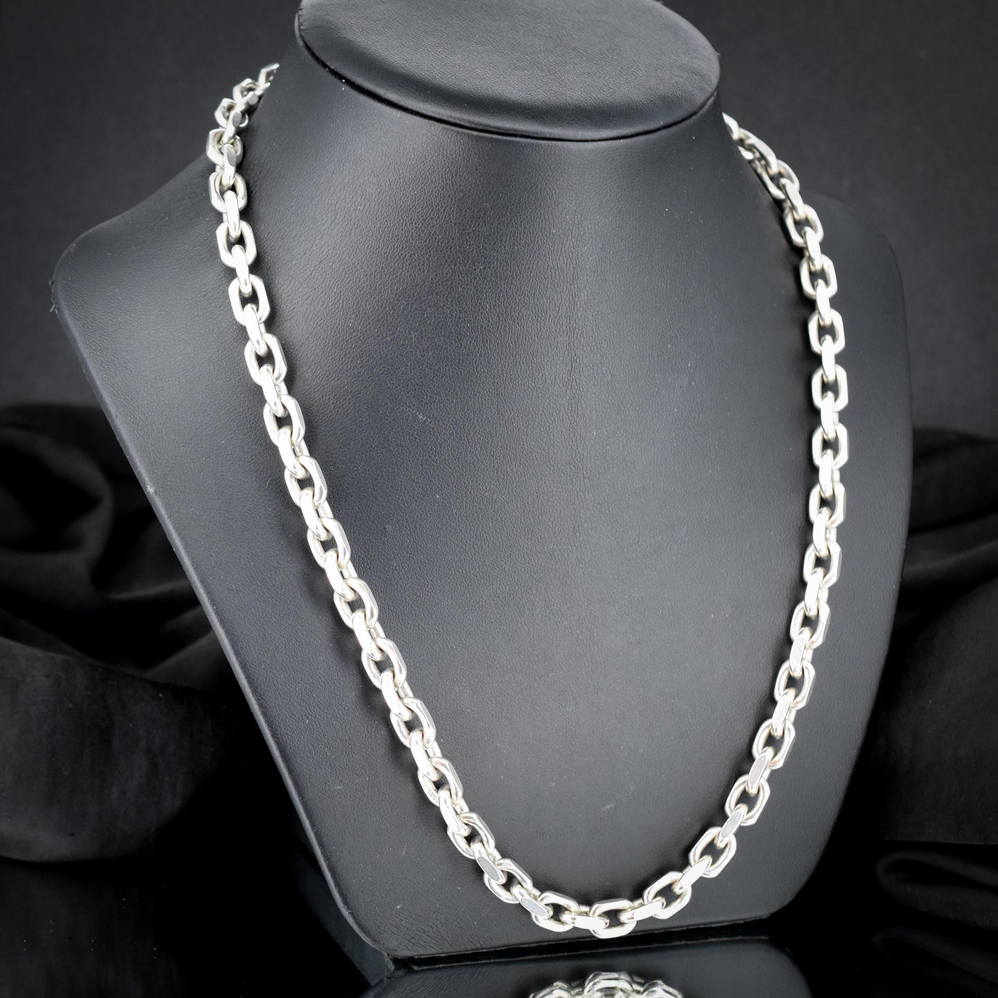 Vintage 89g Chunky Sterling Silver Flat Edge Link Biker Chain Necklace – 21"