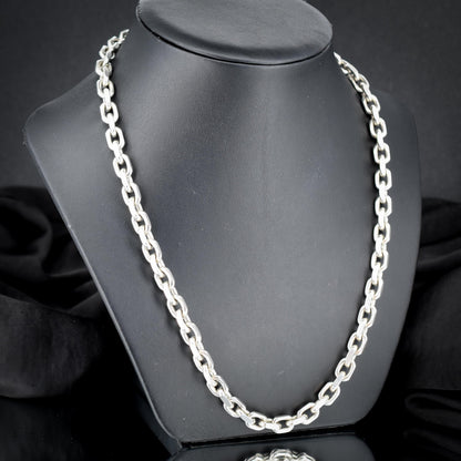 Vintage 89g Chunky Sterling Silver Flat Edge Link Biker Chain Necklace – 21"