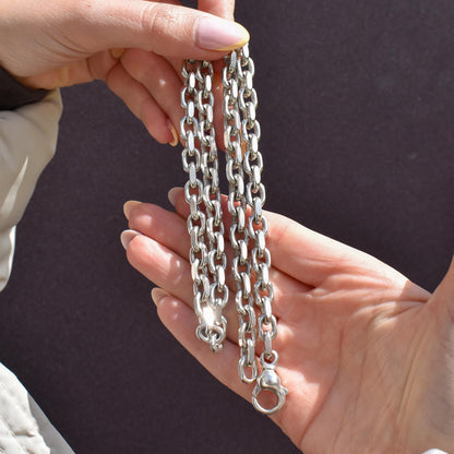 Vintage 89g Chunky Sterling Silver Flat Edge Link Biker Chain Necklace – 21"