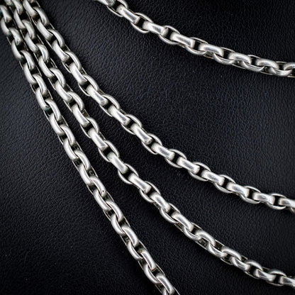 Antique Silver Long Guard Chain Necklace with Dog Clip | 59" Length