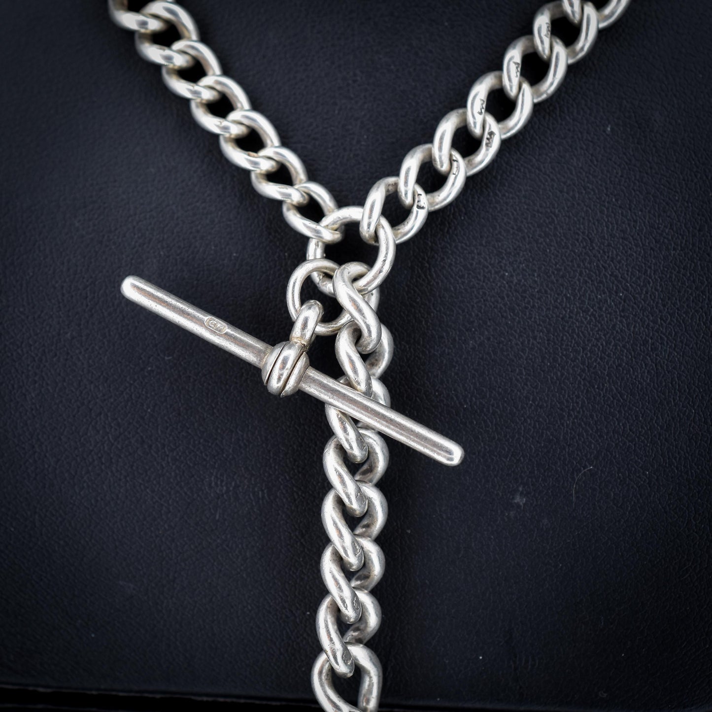 Antique 105g Heavy Albert Watch Chain Necklace with T-Bar and Dog Clips | 25"
