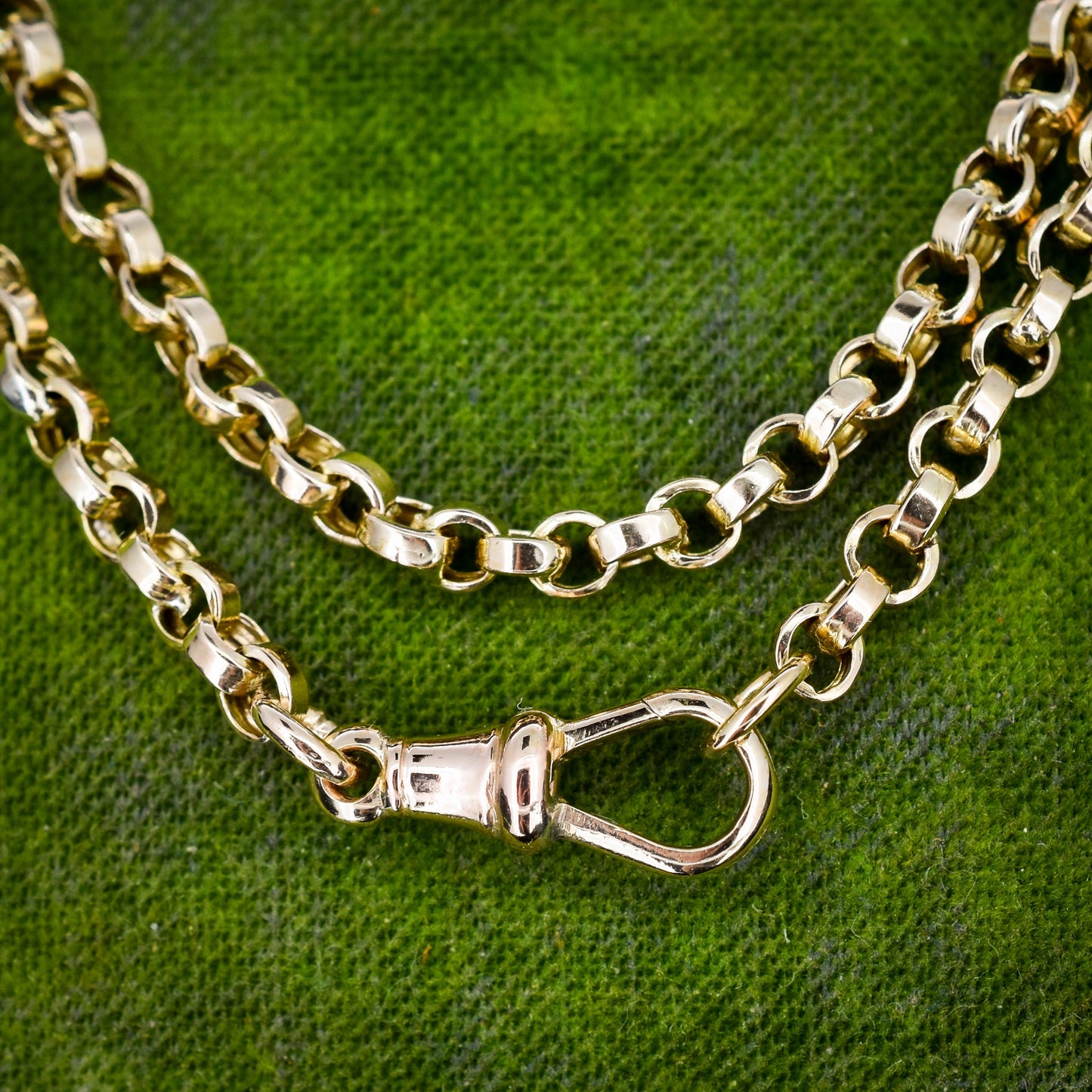 Antique 9ct Gold Rolo Link Chain Necklace with Dog Clip | 22"