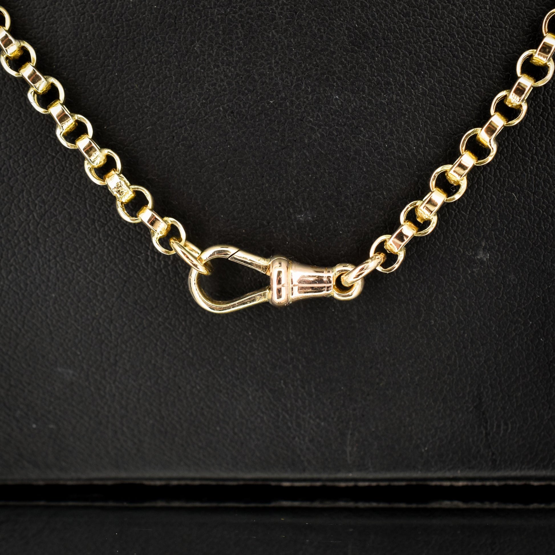 Antique 9ct Gold Rolo Link Chain Necklace with Dog Clip | 22"