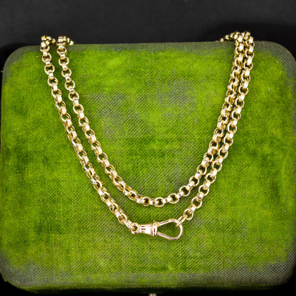 Antique 9ct Gold Rolo Link Chain Necklace with Dog Clip | 22"