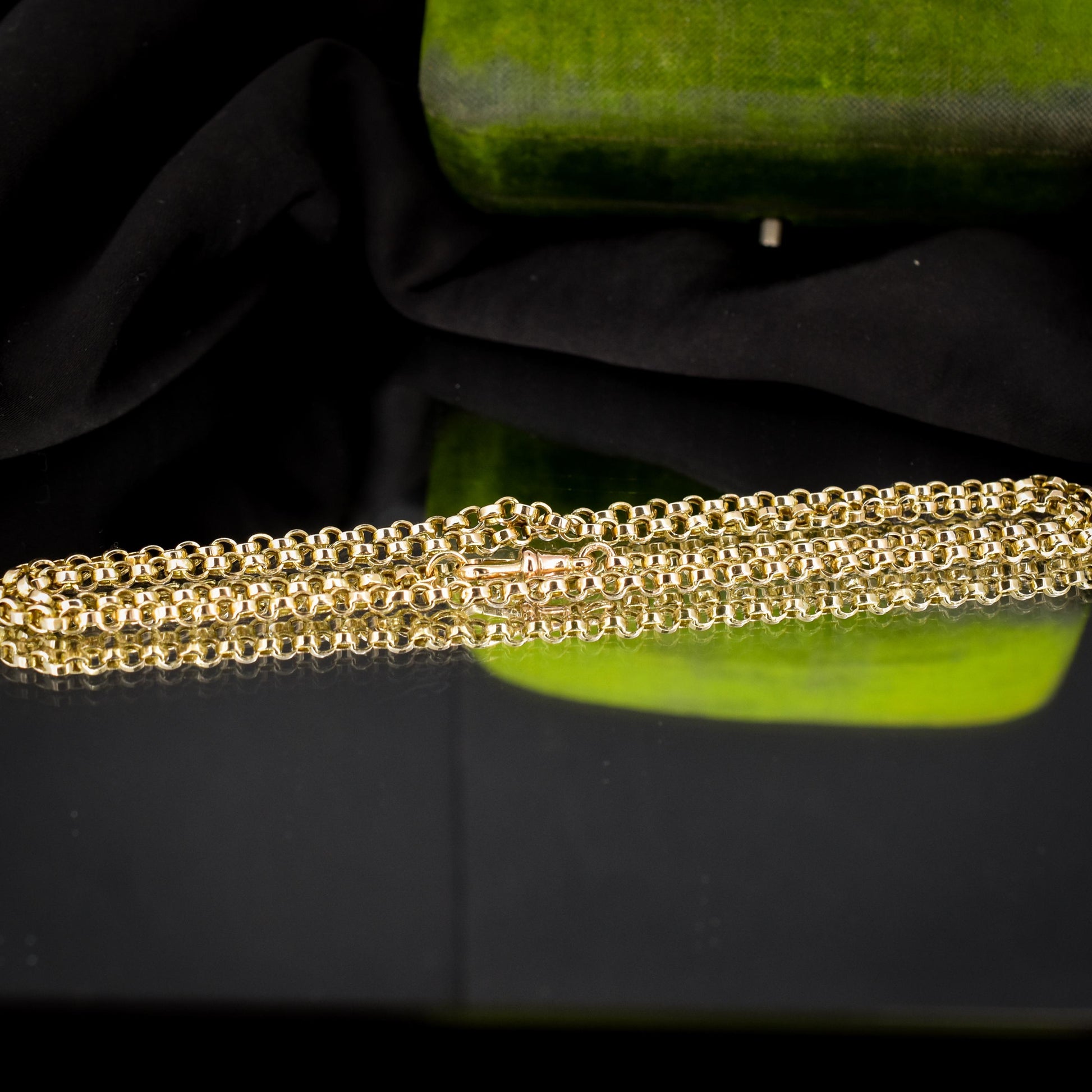 Antique 9ct Gold Rolo Link Chain Necklace with Dog Clip | 22"