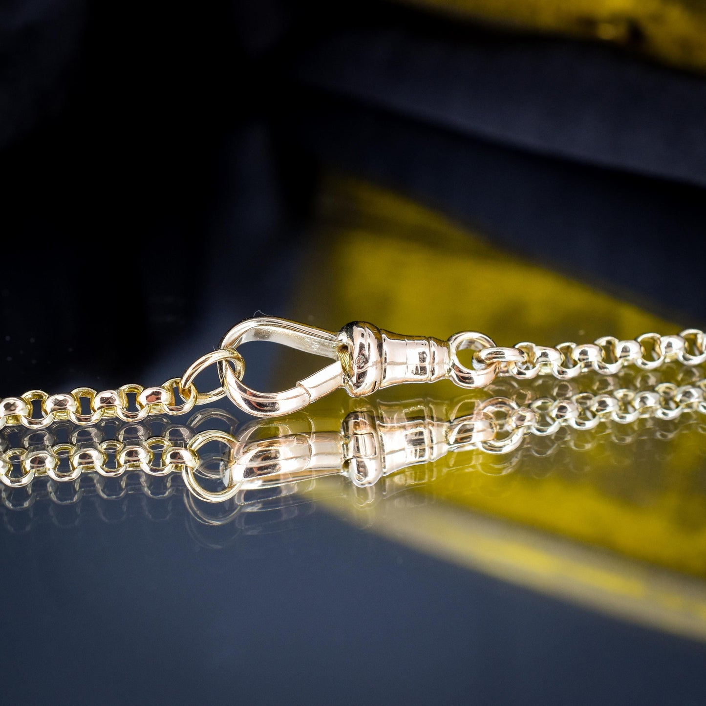 Antique Victorian 9ct Gold Faceted Belcher Link Chain Necklace with Dog Clip | 19.5"