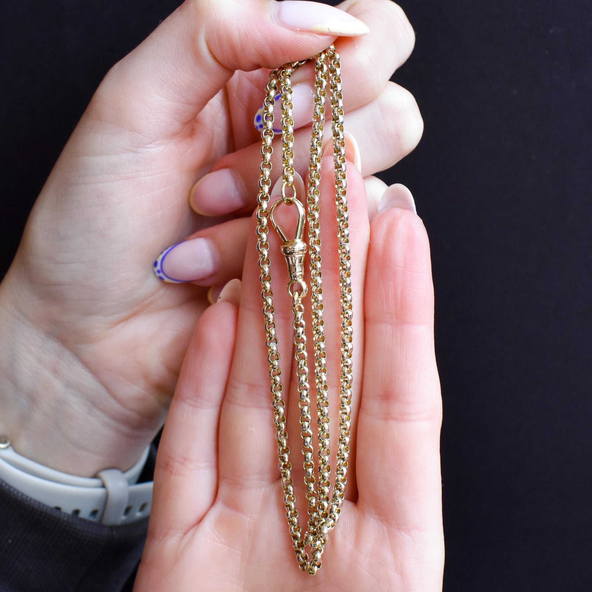 Antique Victorian 9ct Gold Faceted Belcher Link Chain Necklace with Dog Clip | 19.5"