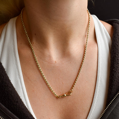 Antique Victorian 9ct Gold Faceted Belcher Link Chain Necklace with Dog Clip | 19.5"