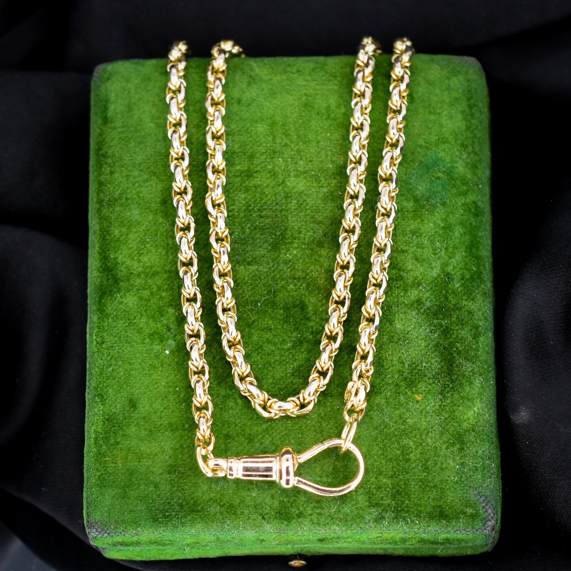 Antique 9ct Yellow Gold Fancy Link Chain Necklace with Dog Clip | 20.5"