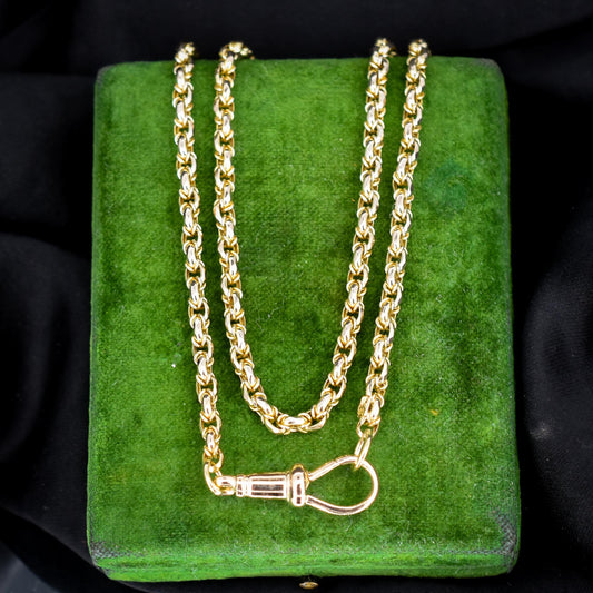 Antique 9ct Yellow Gold Fancy Link Chain Necklace with Dog Clip | 20.5"