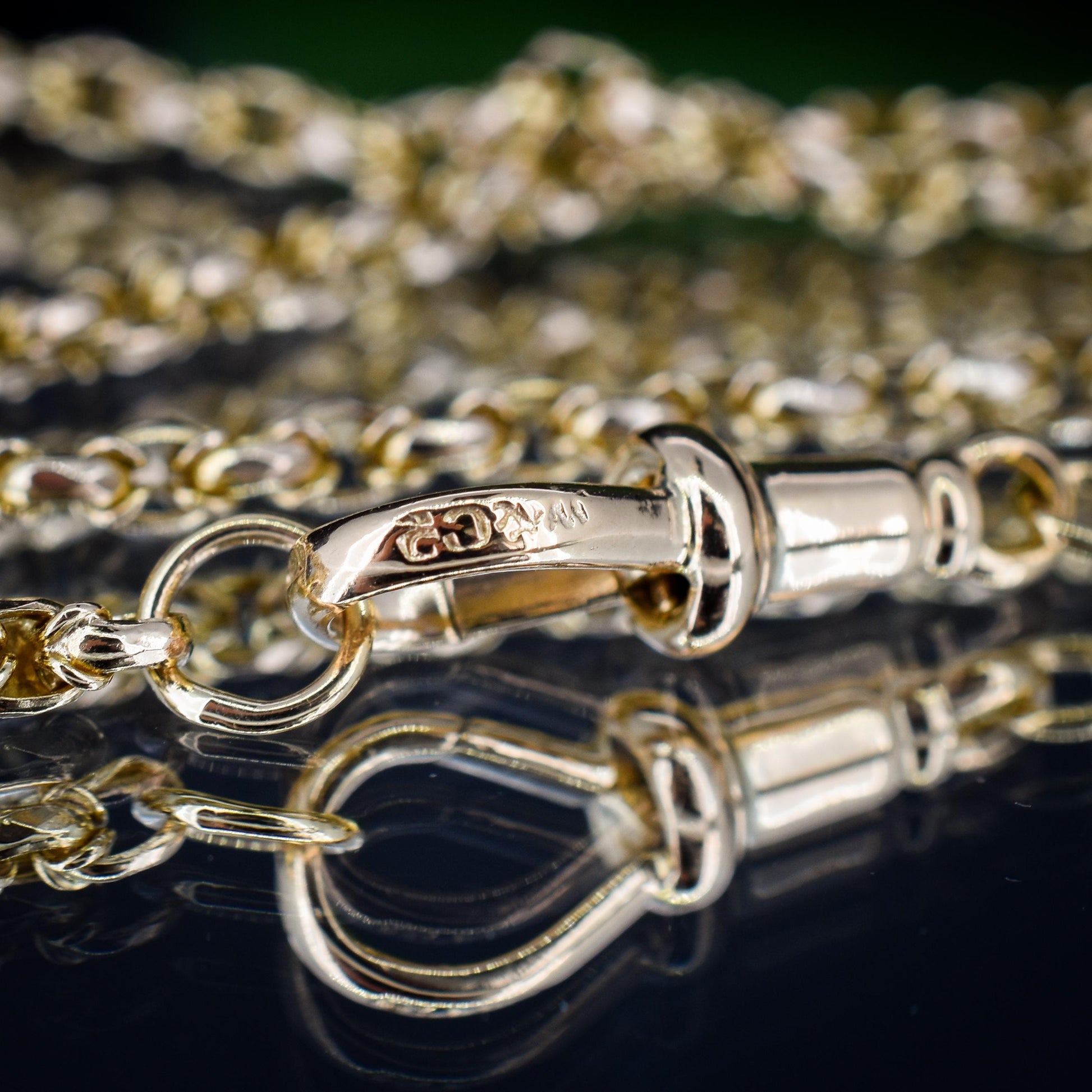 Antique 9ct Yellow Gold Fancy Link Chain Necklace with Dog Clip | 20.5"