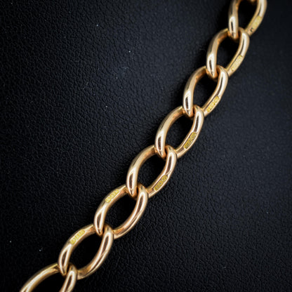 Antique 15ct Gold Oval Link Albert Watch Chain Necklace | 15.75" | B'ham 1922