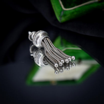 Antique Silver Tassel Charm Pendant - Victorian Edwardian