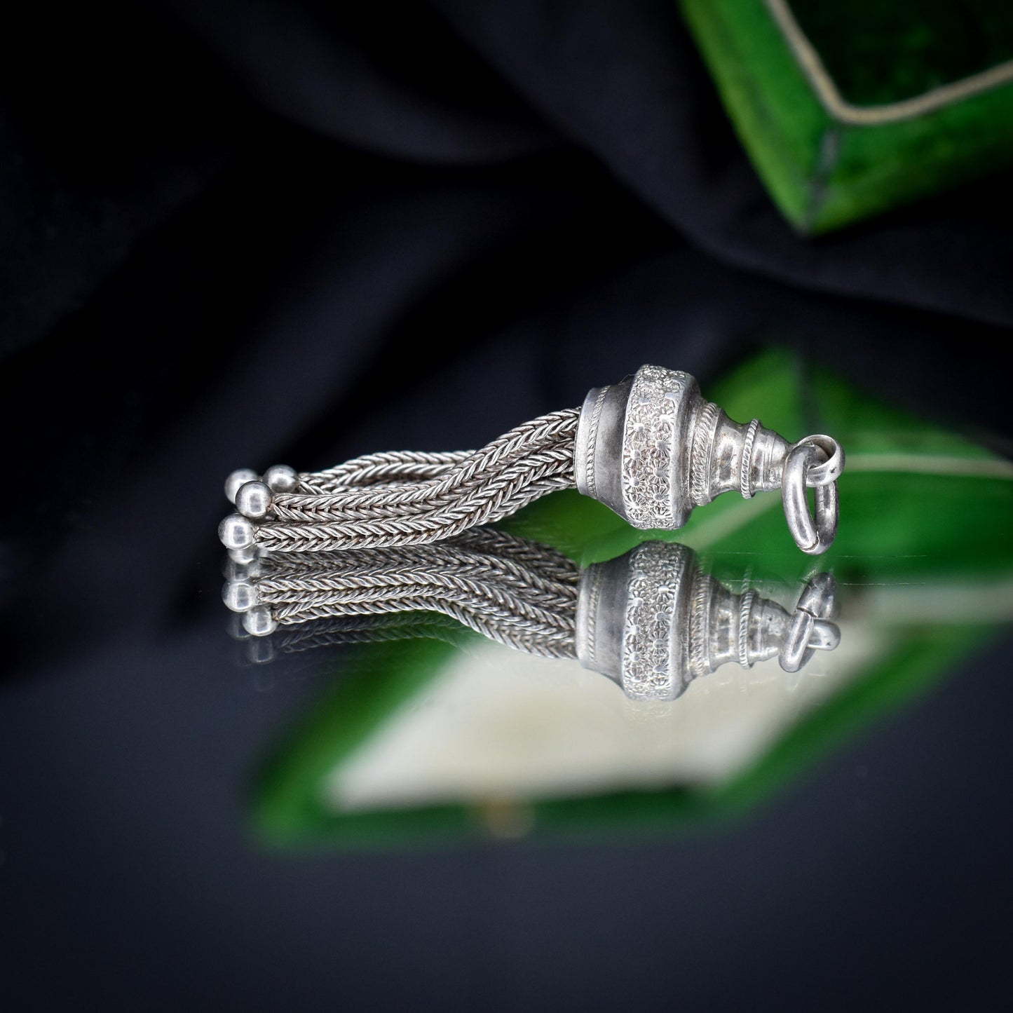 Antique Silver Tassel Charm Pendant - Victorian Edwardian