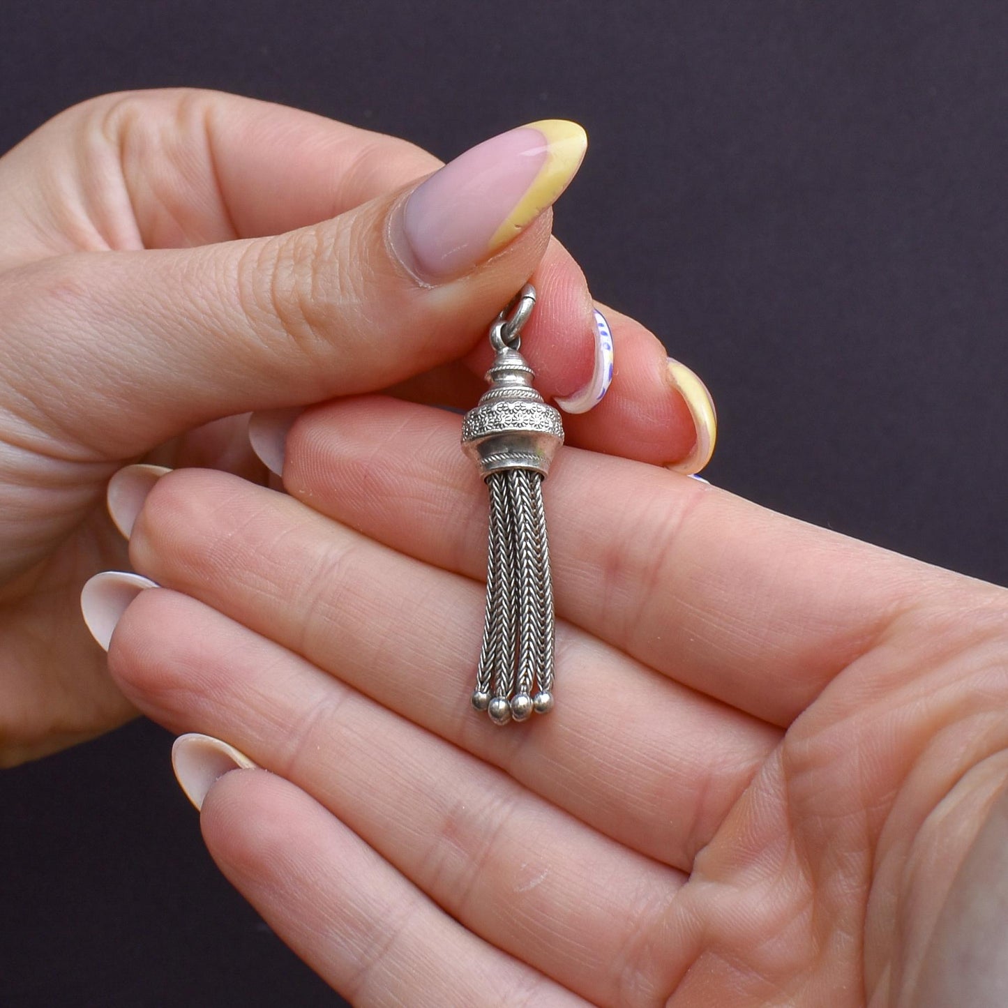 Antique Silver Tassel Charm Pendant - Victorian Edwardian