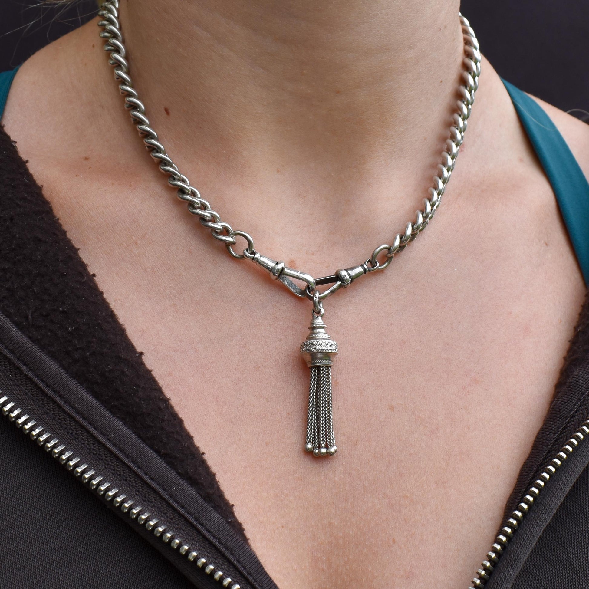 Antique Silver Tassel Charm Pendant - Victorian Edwardian