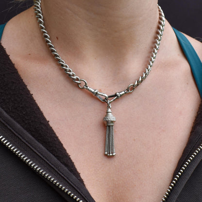 Antique Silver Tassel Charm Pendant - Victorian Edwardian