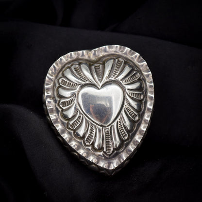 Antique Birmingham 1898 Sterling Silver Heart Jewellery Ring Box